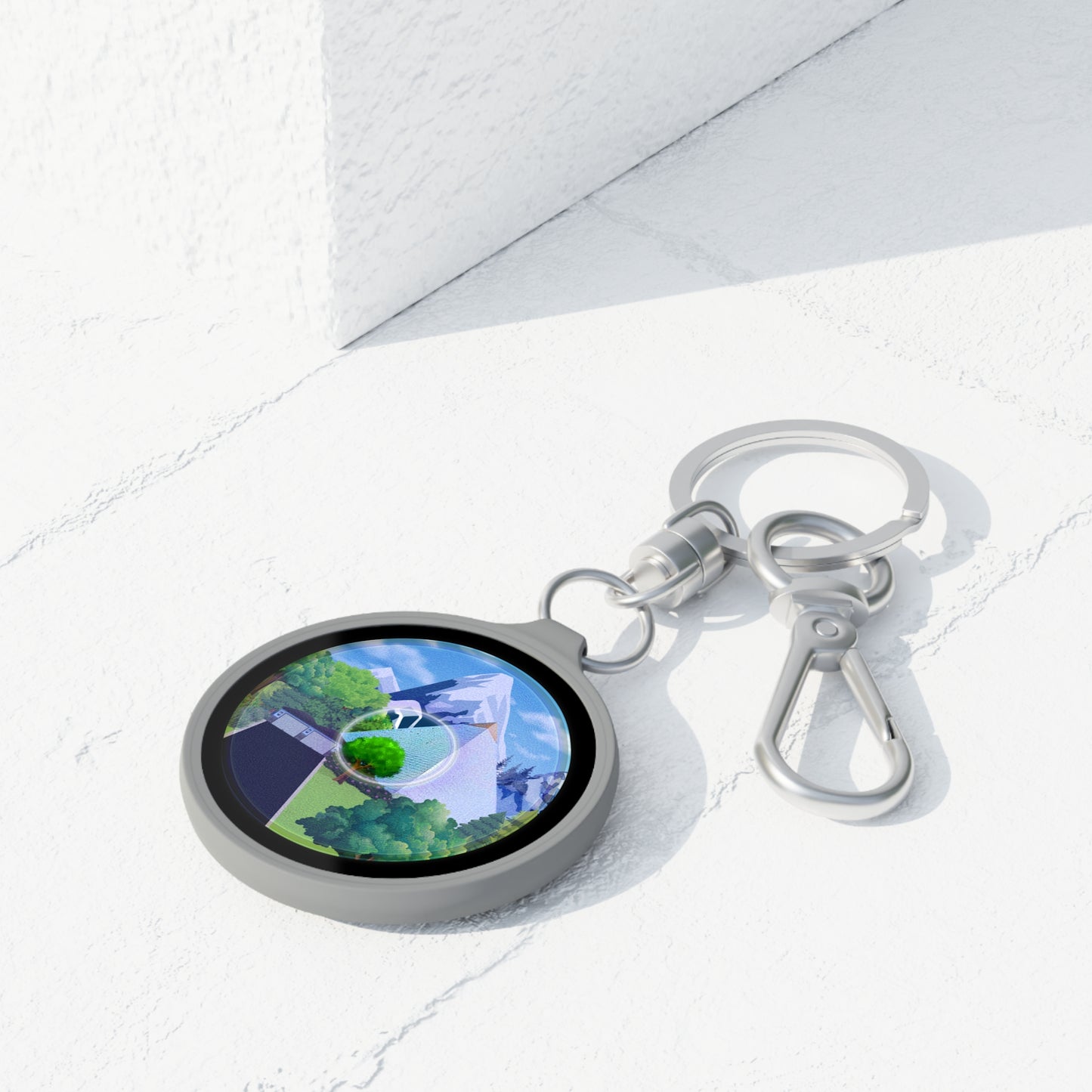 Lumpy Donut Keychain - "Mansions of South Park Donut" - series 1.0 - variant 2 - green/blue picture donut