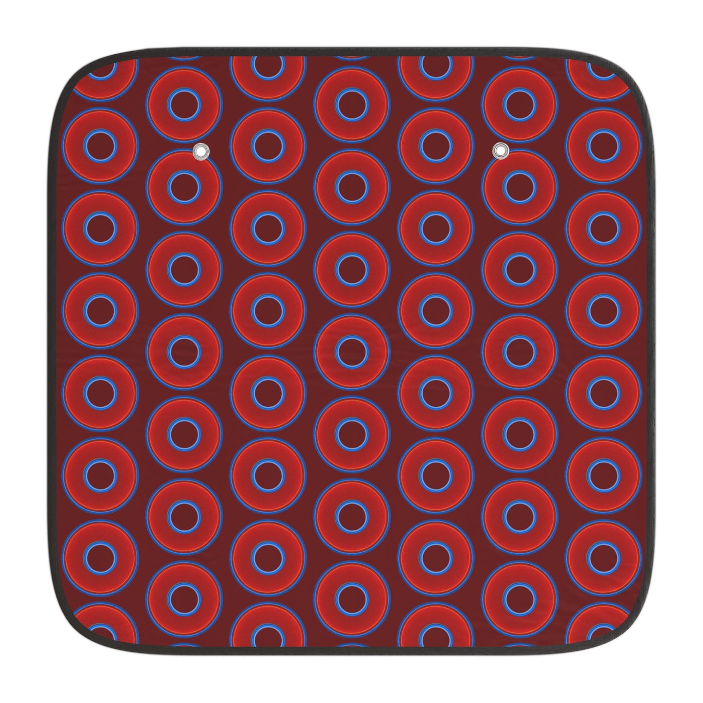 Automotive Donut Sun Shade - red vivid donuts w/dark red background