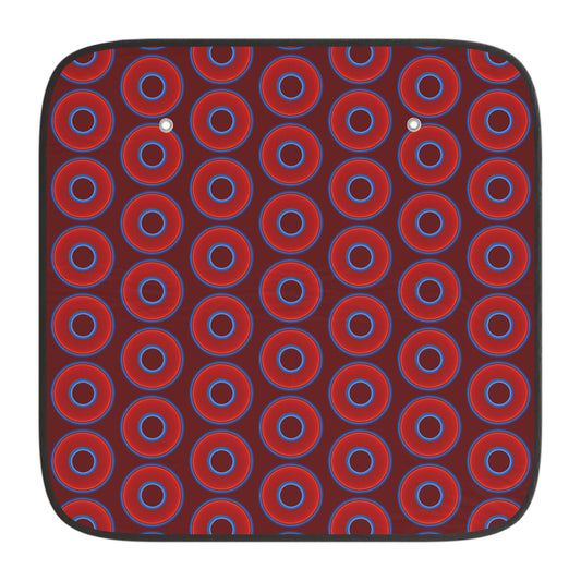 Automotive Donut Sun Shade - red vivid donuts w/dark red background