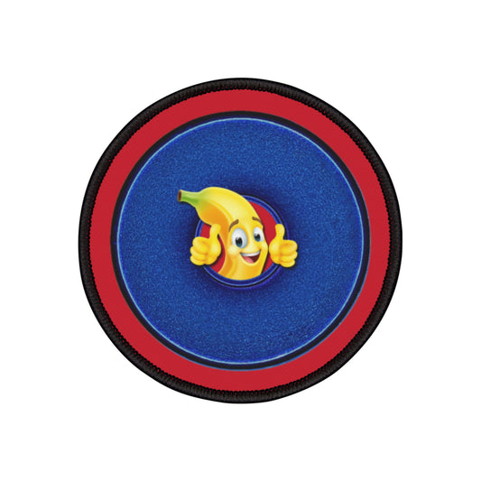 Iron-On Donut Patch - "Dis Sheet, it's Bananas" - variant 3 - blue donut