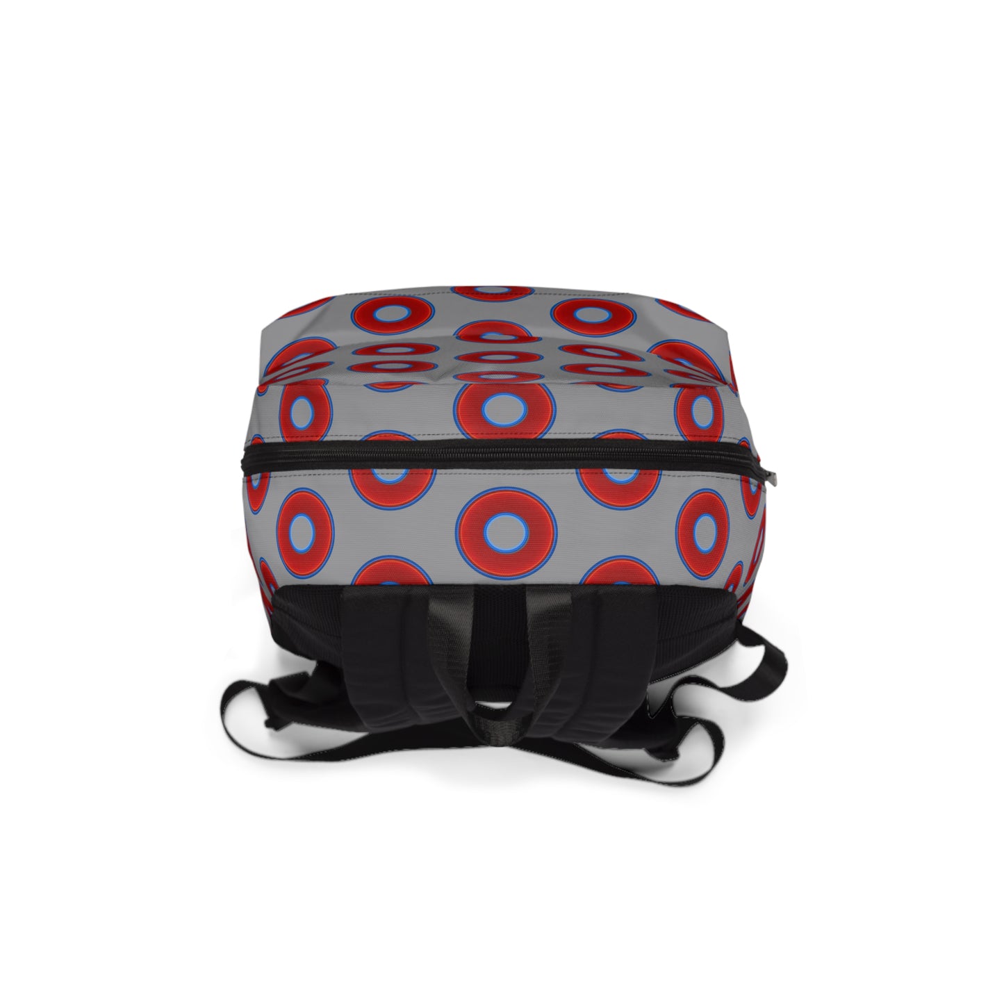 Donut Backpack - red vivid donuts w/gray background