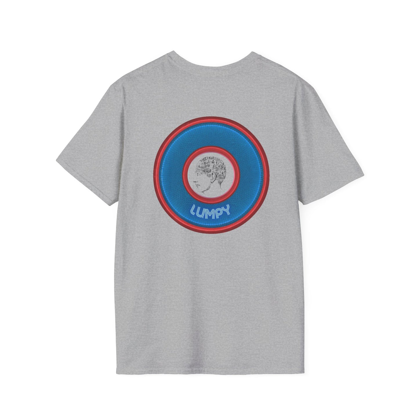 Classic Donut Tee - Unisex Soft-Style - "The Lumpy Donut" - variant 2 - blue/red donut