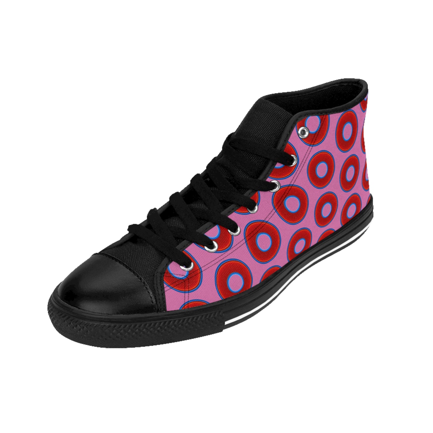 Cushiony Convectors - High Tops - red vivid donuts w/pink background