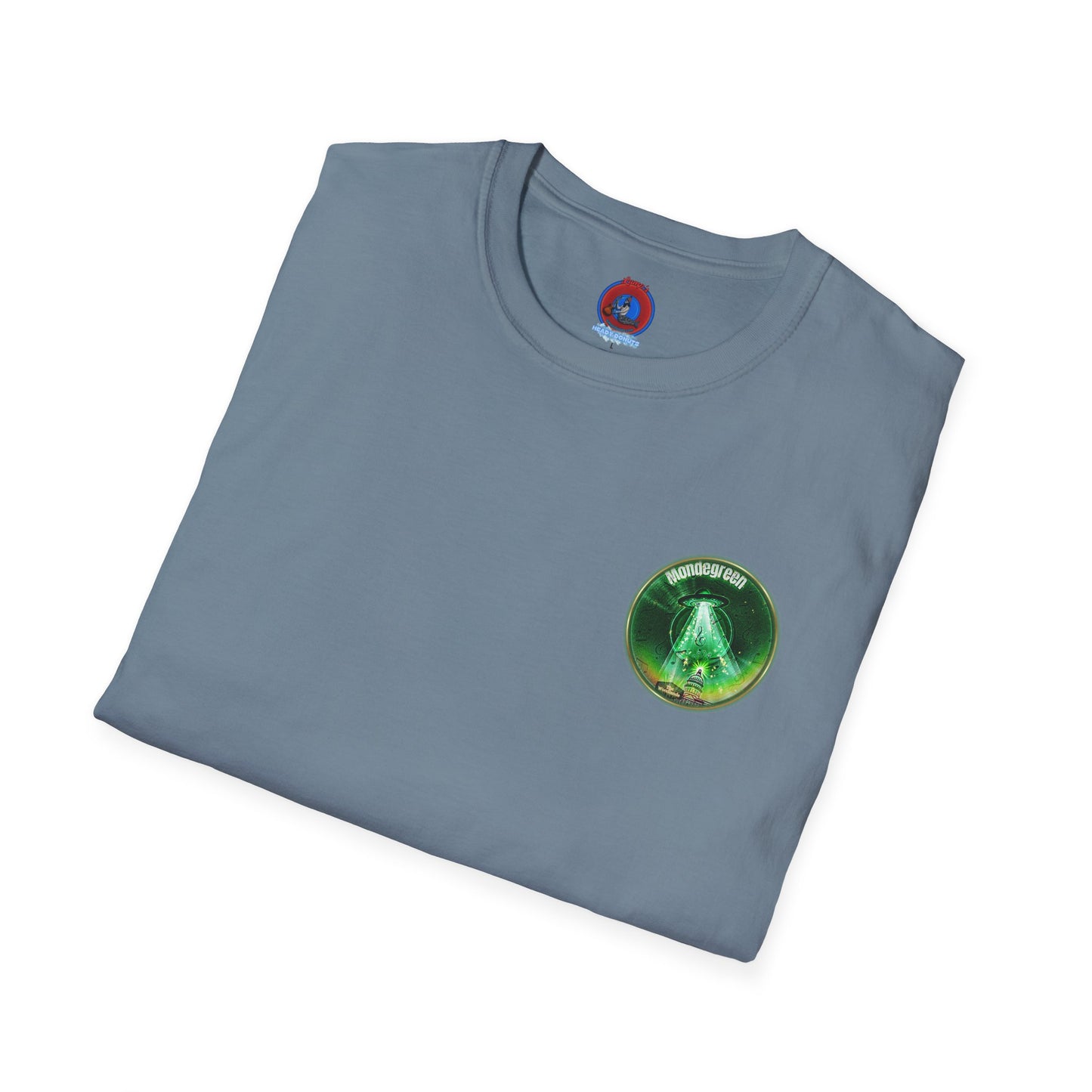 Classic Donut Tee - Unisex Soft-Style - "Close Encounters of the Delaware kind - Mondegreen Donut"  " variant 2 - green donut