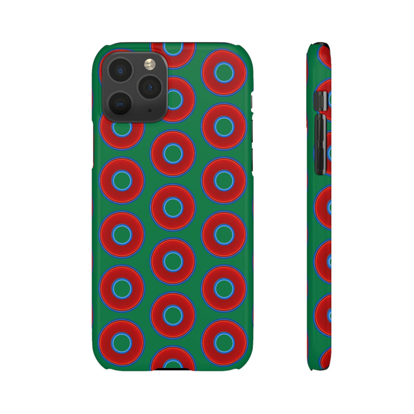 Lumpy Donut Snap Case - red vivid donut print w/green background