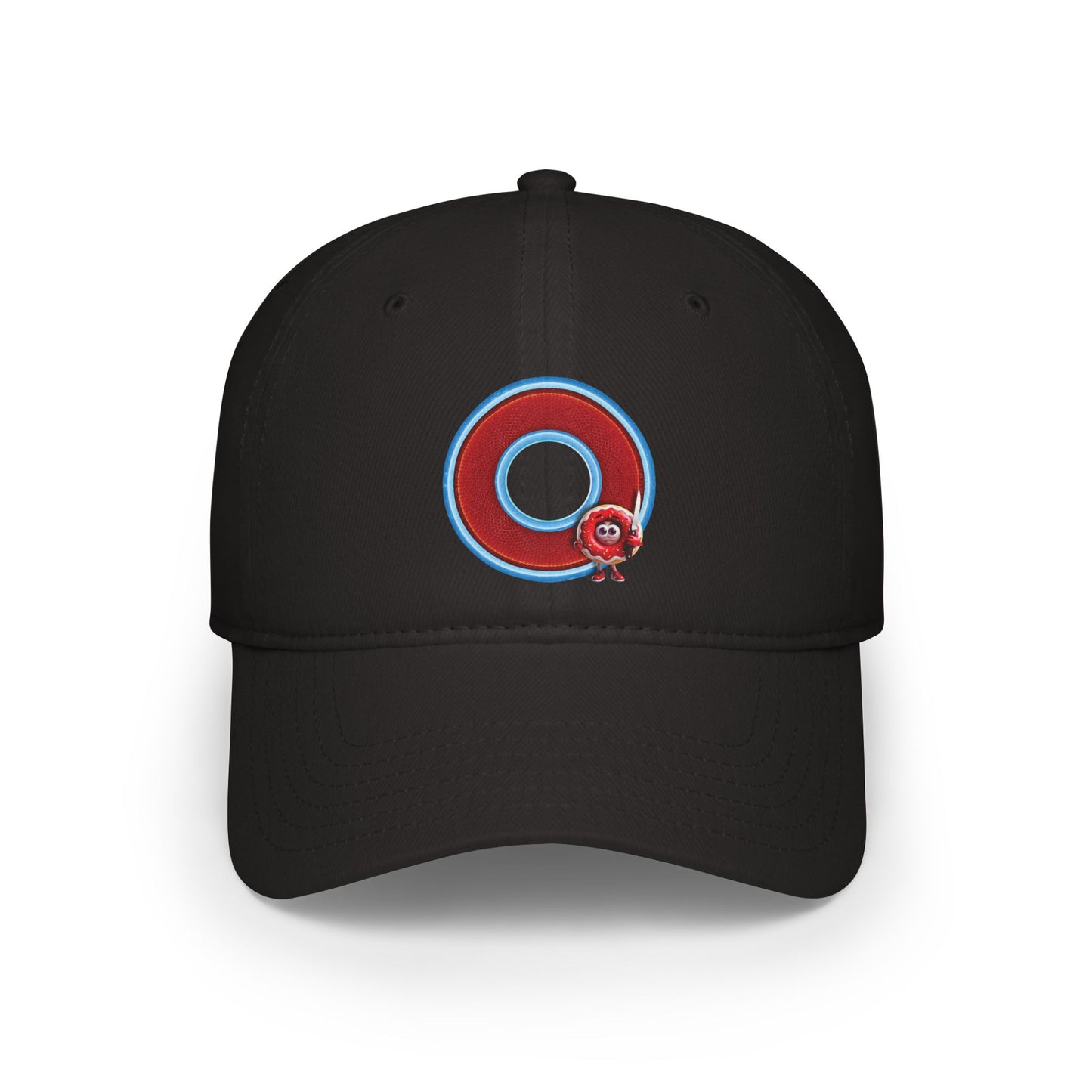 Lumpy Donut Baseball Cap - "My Phriend The Donut's Cap" - variant 2 - red/blue rustic donut w/