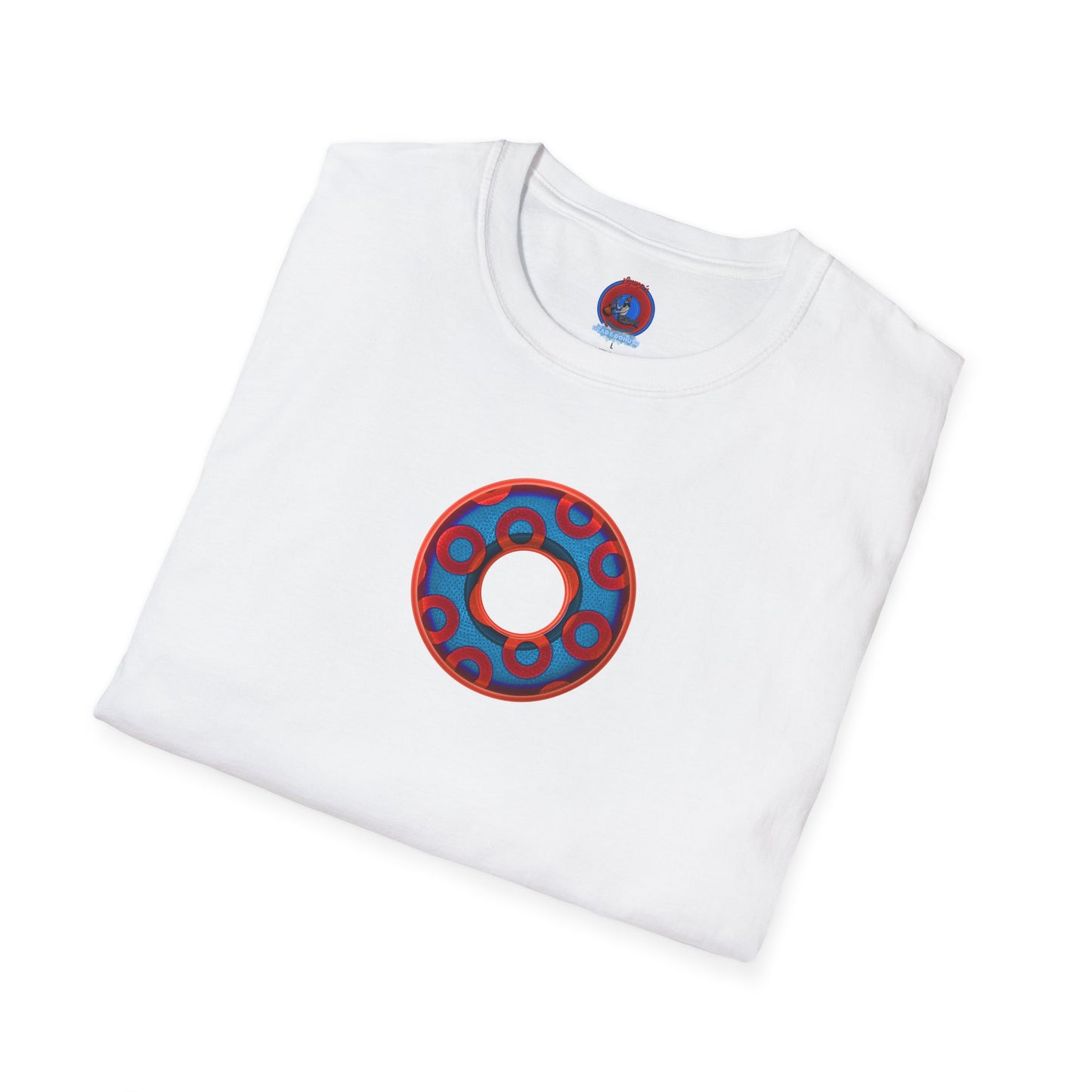 Plain Donuts/Unisex Soft-Style - "Plain Rustic Paradoxical Donuts" - red/light royal blue donuts
