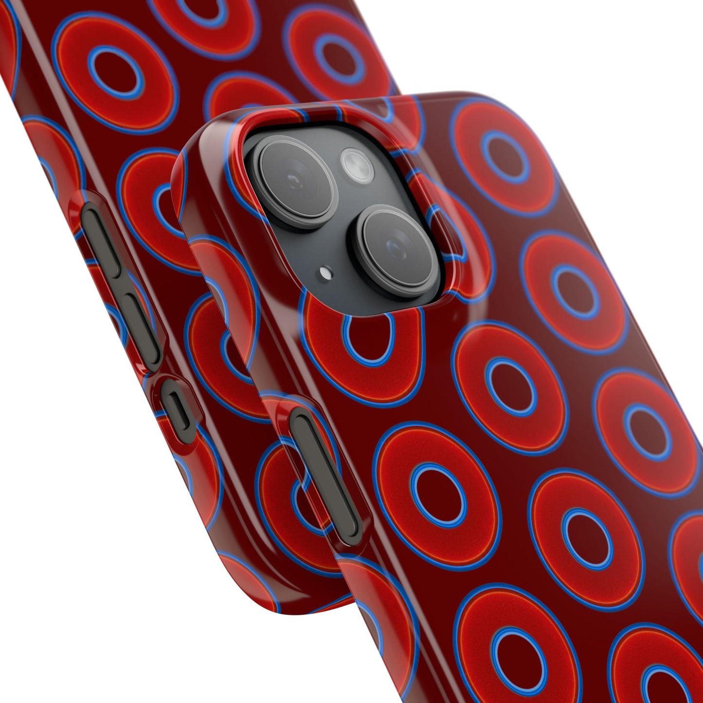 Lumpy Donut Snap Case - red vivid donut print w/dark red background