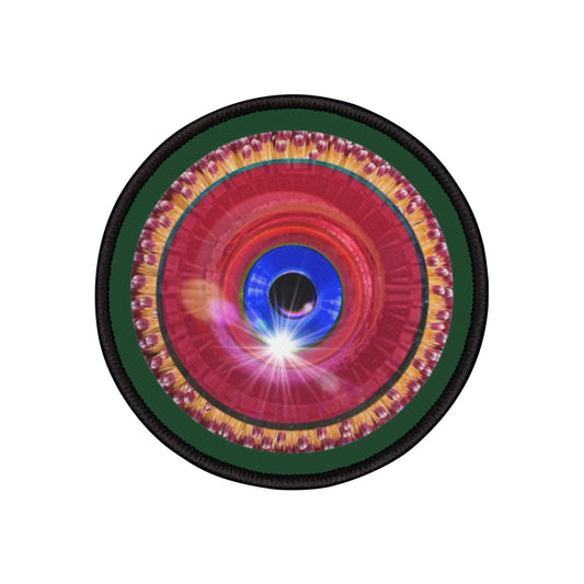 Iron-On Donut Patch - "Solitary Flour Donut Patch" - vivid red/blue flour donut