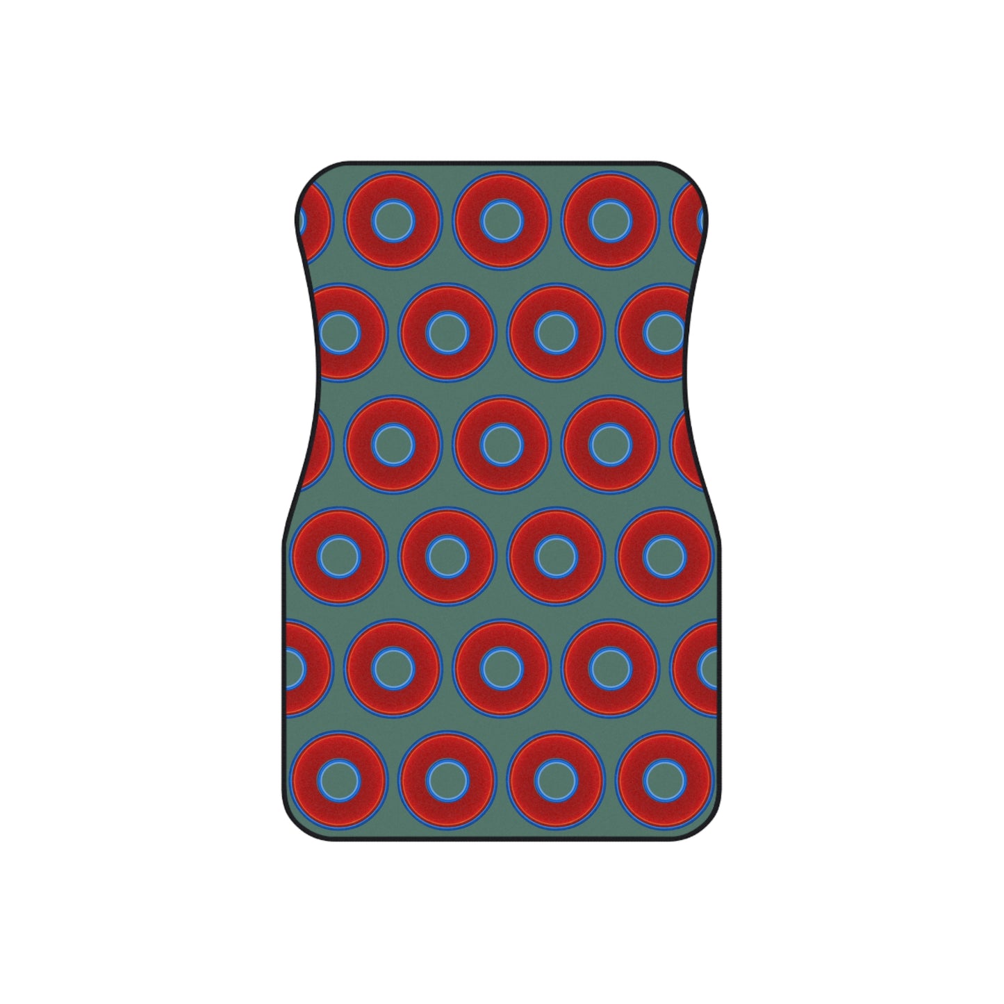 Contacted Car Mats - Set of 2/Front - vivid donut print w/Fenway green background