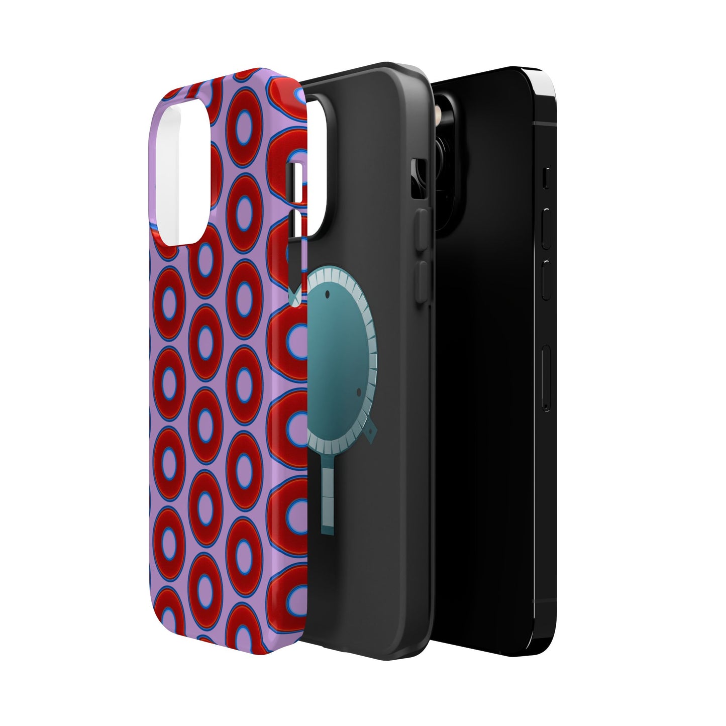 Magnetic Tough Donut Case - red vivid donut print w/wisteria purple background