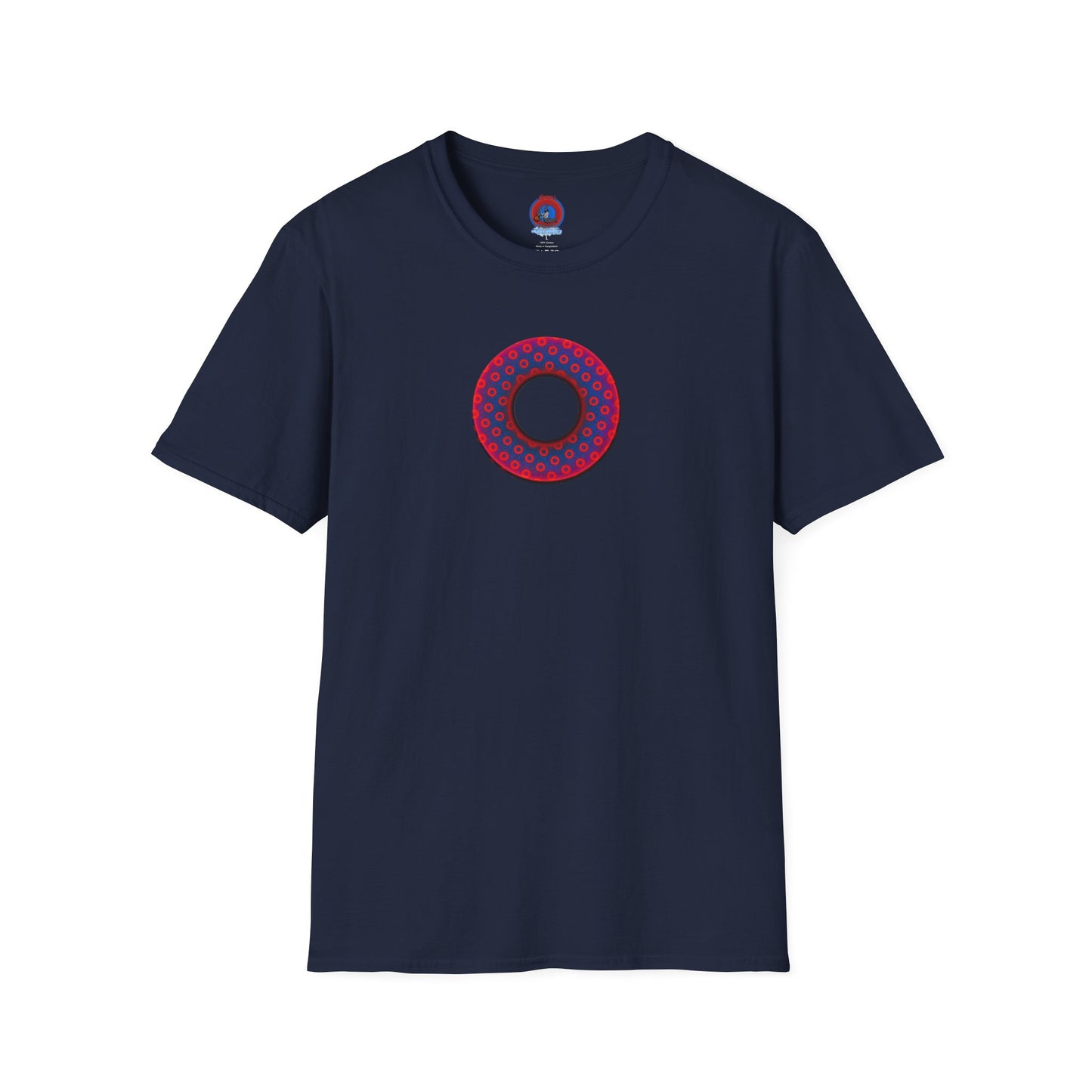 Classic Donut Tee - Unisex Soft-Style - "Vivid Donut inside a Paradox Donut" - blue/red electric paradox donut - variant 2 w/hole