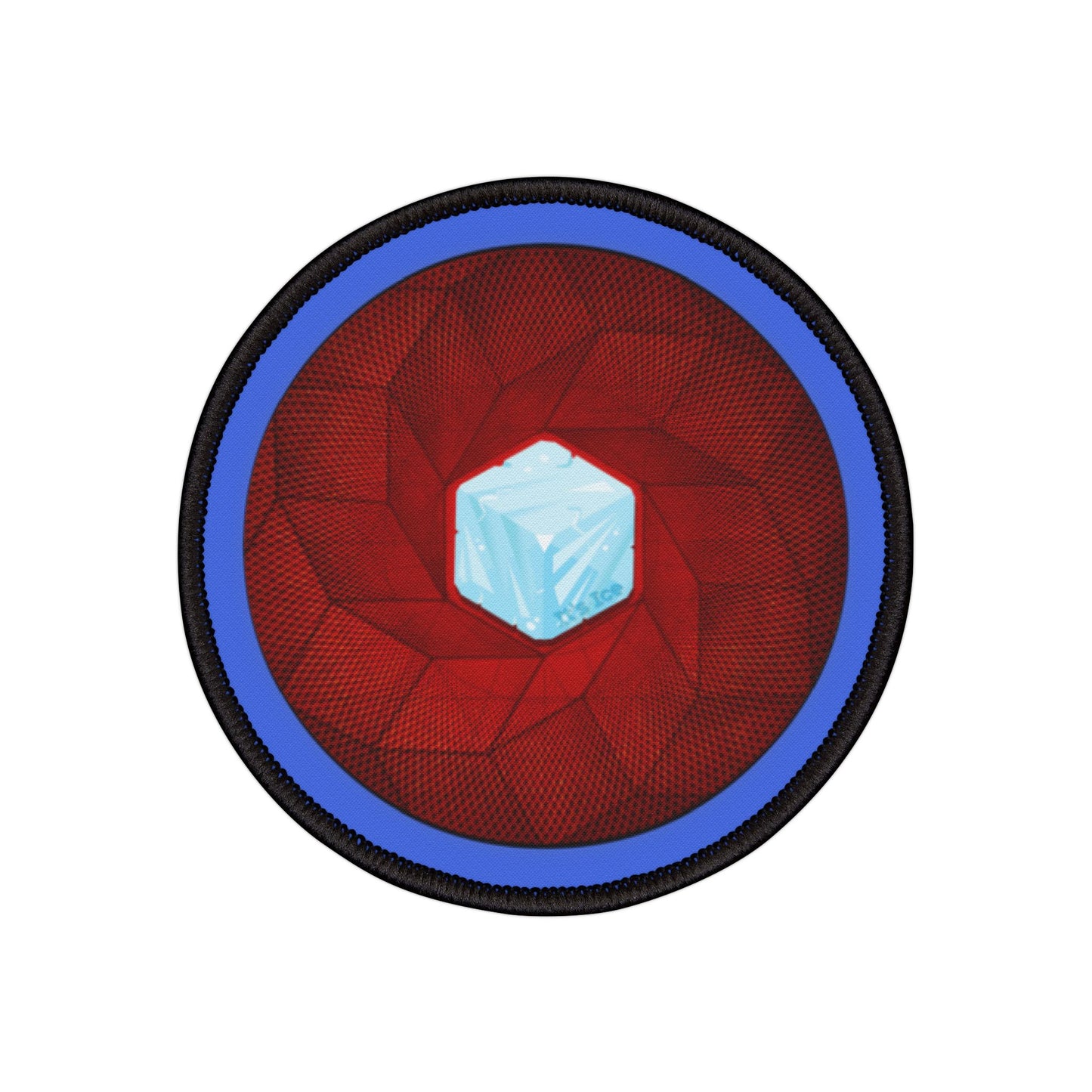 Iron-On Donut Patch - "It's Ice... Cube's Donut Patch" - cubed red donut - variant 1