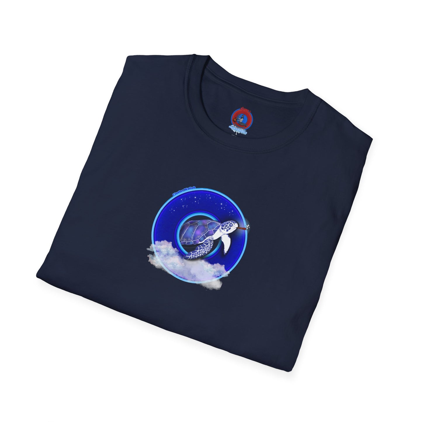 Classic Donut Tee - Unisex Soft-Style - "Clueless Wallob's Donuts" - vivid blue sky donut