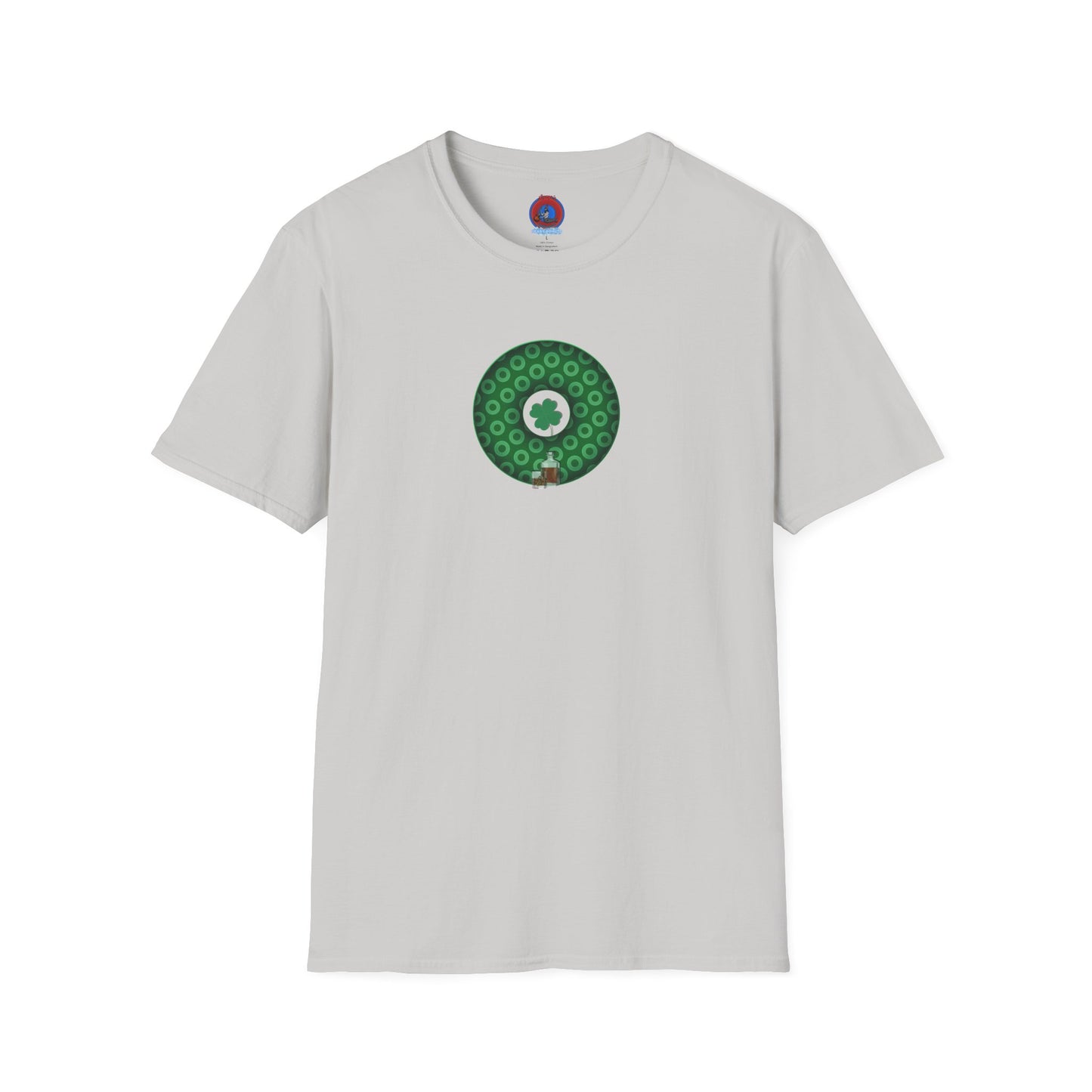 Classic Donut Tee - Unisex Soft-Style - "Patron Saint of Donuts" - St. Patrick's Day Donut - w/whiskey - holiday edition - variant 2