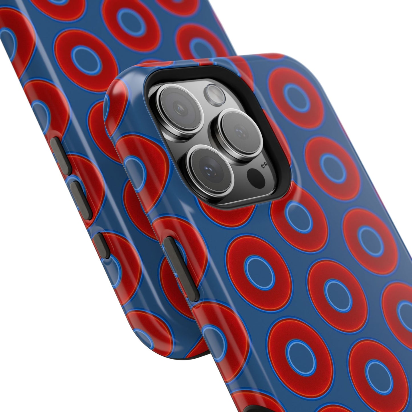 Magnetic Tough Donut Case - red vivid donut print w/light navy blue background