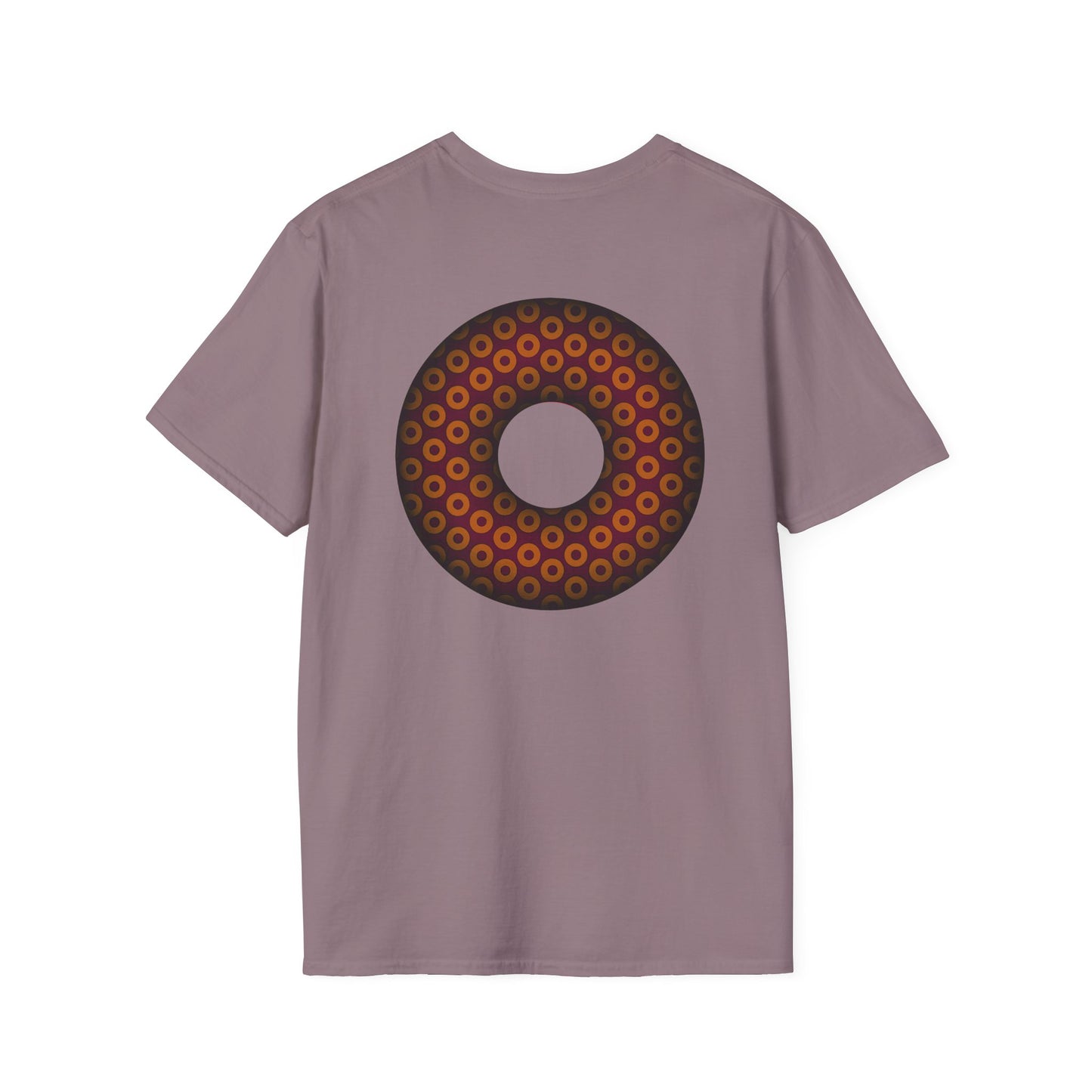 Plain Donuts/Unisex Soft-Style - "Plain Paradoxical Grided Donuts" - orange/burgundy donuts