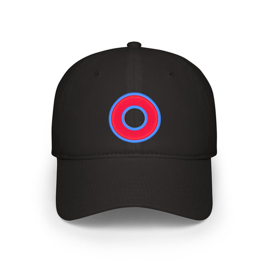Lumpy Donut Baseball Cap - "Plain [Mary] Jane" - rustic blue/red donut w/