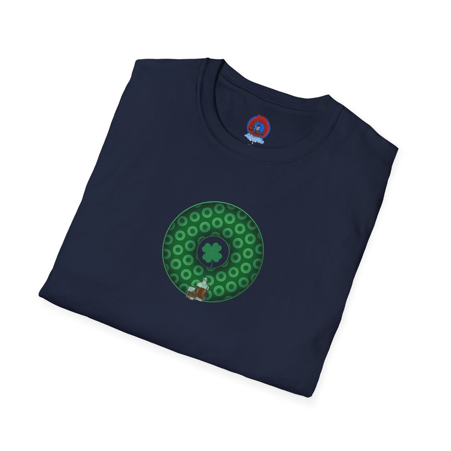 Classic Donut Tee - Unisex Soft-Style - "Patron Saint of Donuts" - St. Patrick's Day Donut - w/whiskey - holiday edition - variant 2
