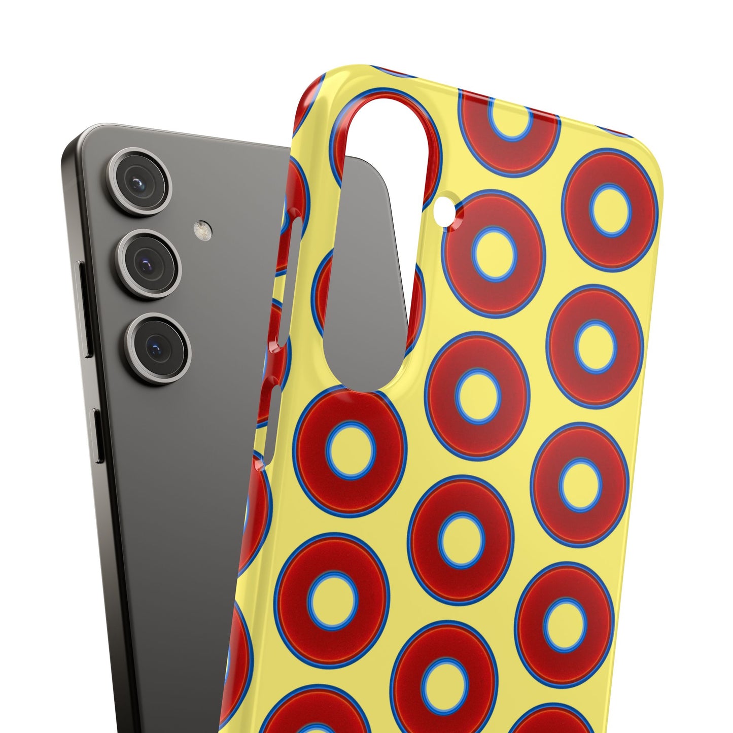 Lumpy Donut Snap Case - red vivid donut print w/yellow background