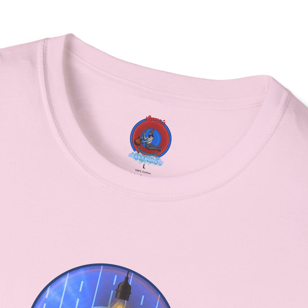 Classic Donut Tee - Unisex Soft-Style - "Harry Left His Donut Shirt" - series 1.0  - variant 4 - purple/blue donut - w/milk & light on