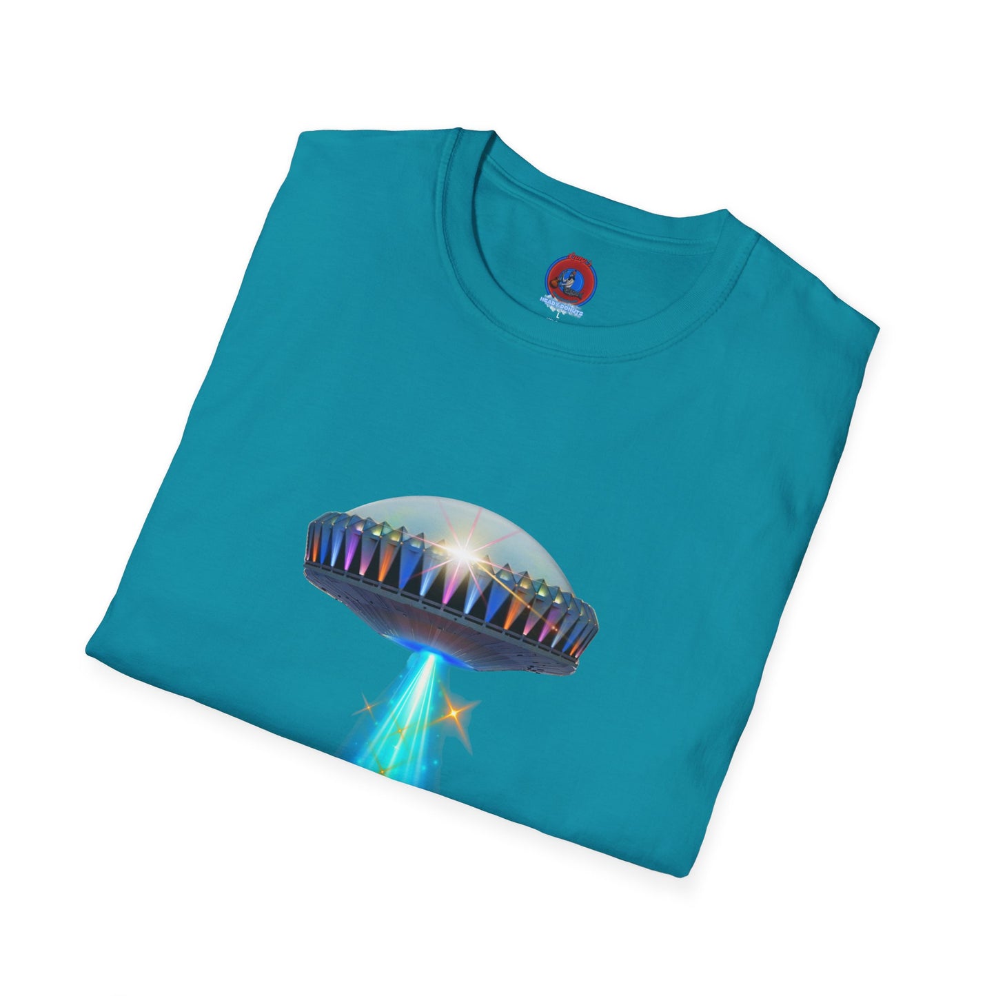 Classic Donut Tee - Unisex Soft-Style - "Donuts now Served on the Mothership" - series 1.0  - variant 6  - tractor-beamed donut