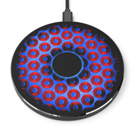 The Flow - Wireless Lumpy Donut Chargers - red/blue paradoxical bling donut w/black background