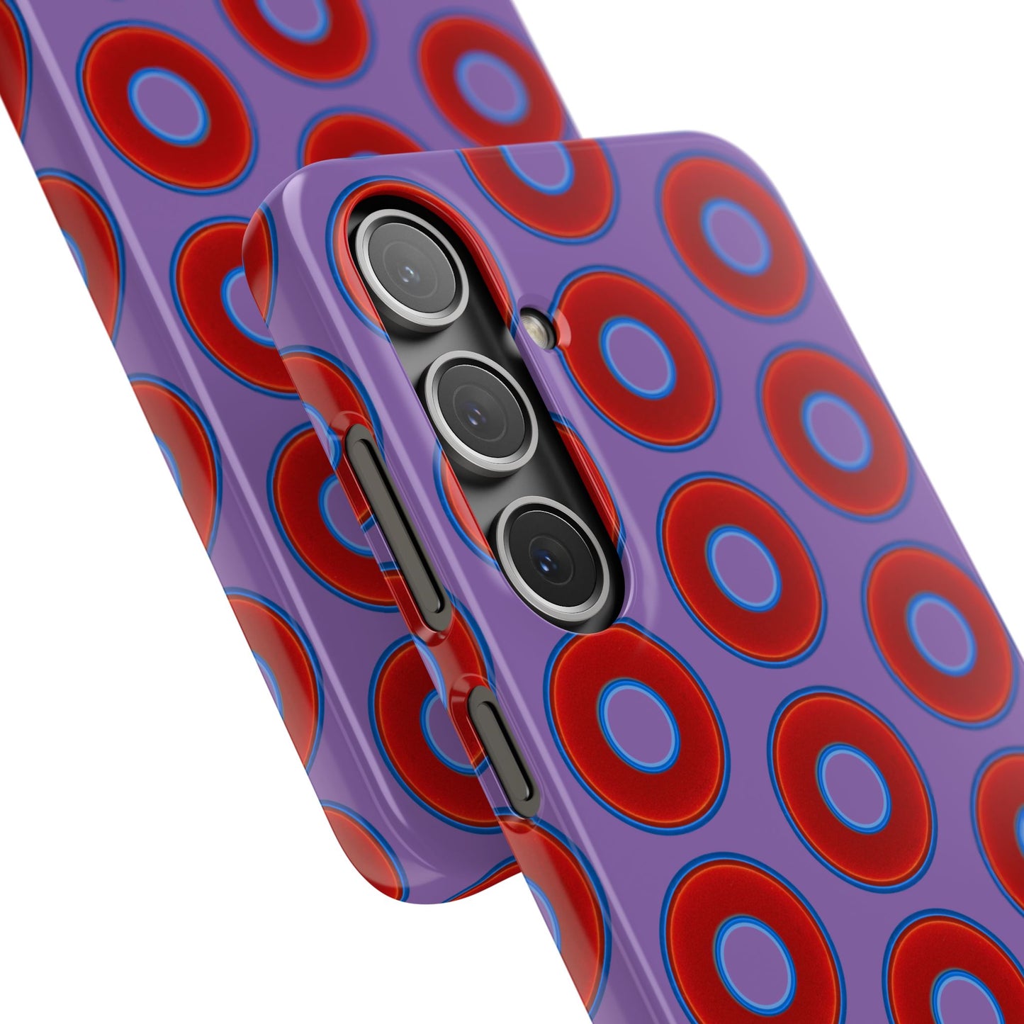 Lumpy Donut Snap Case - red vivid donut print w/light purple background