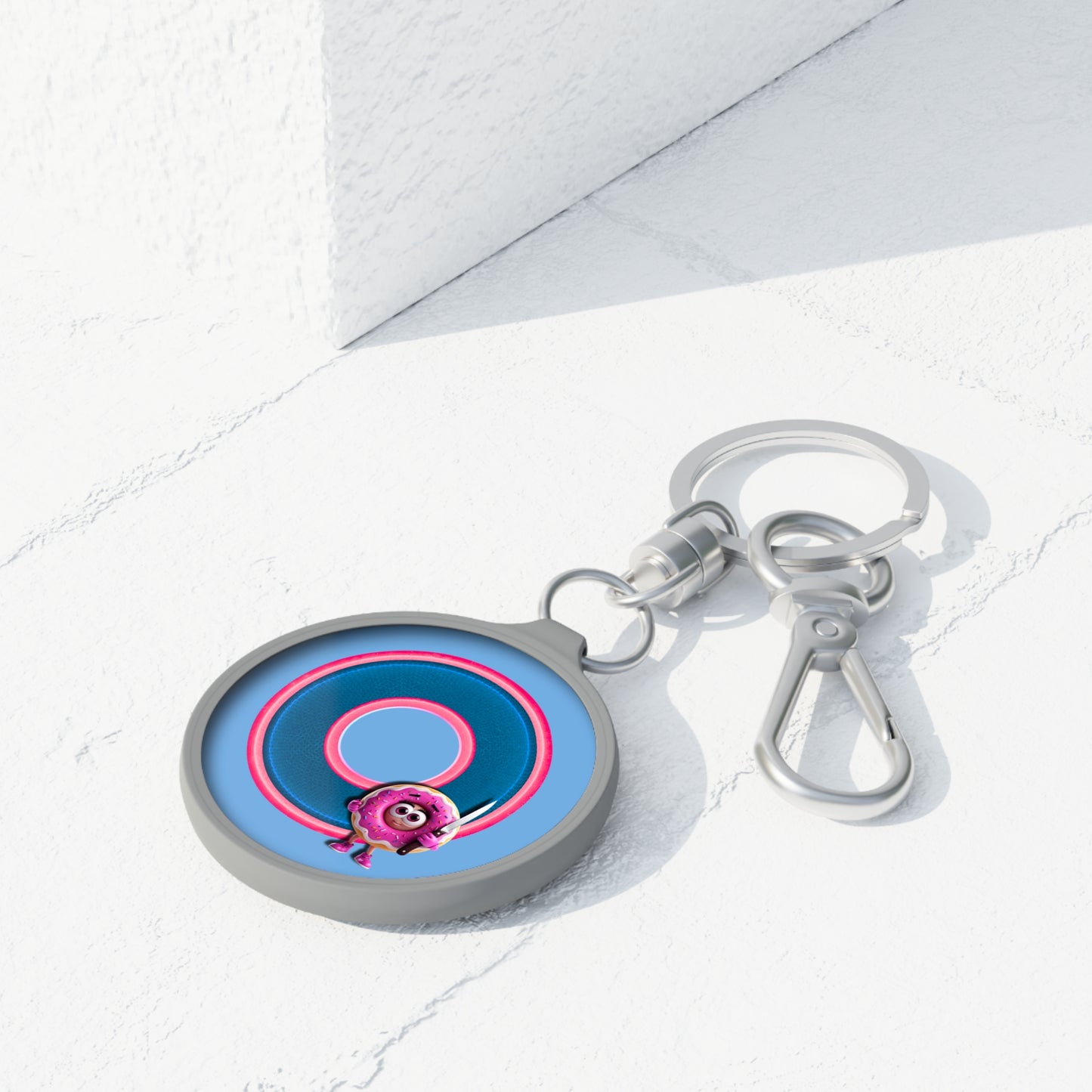 Lumpy Donut Keychain - "My Phriend the Donut" - series 1.0 - - variant 2 - blue/magenta donuts