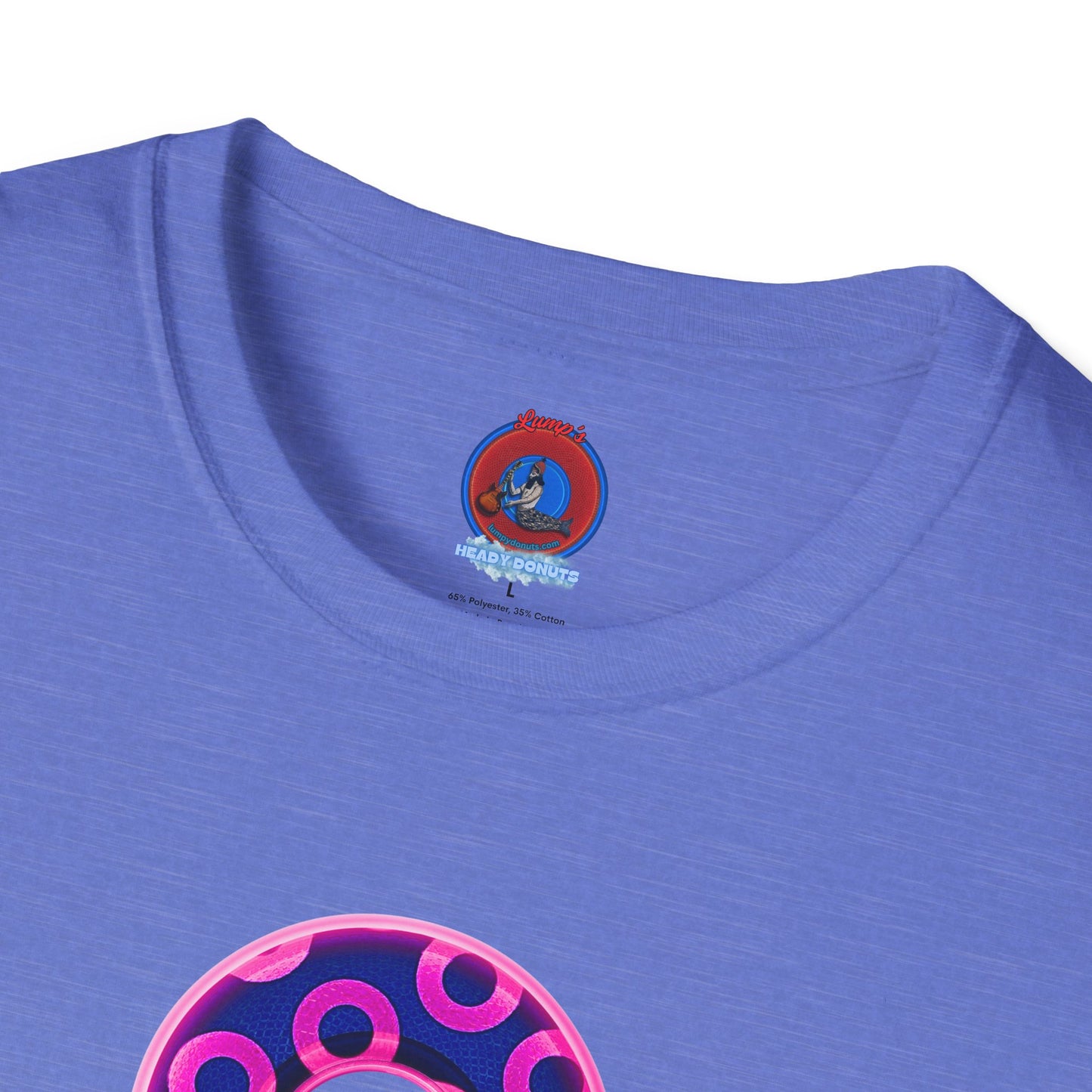 Plain Donuts/Unisex Soft-Style - "Plain Rustic Paradoxical Donuts" - hot pink/dark blue donuts