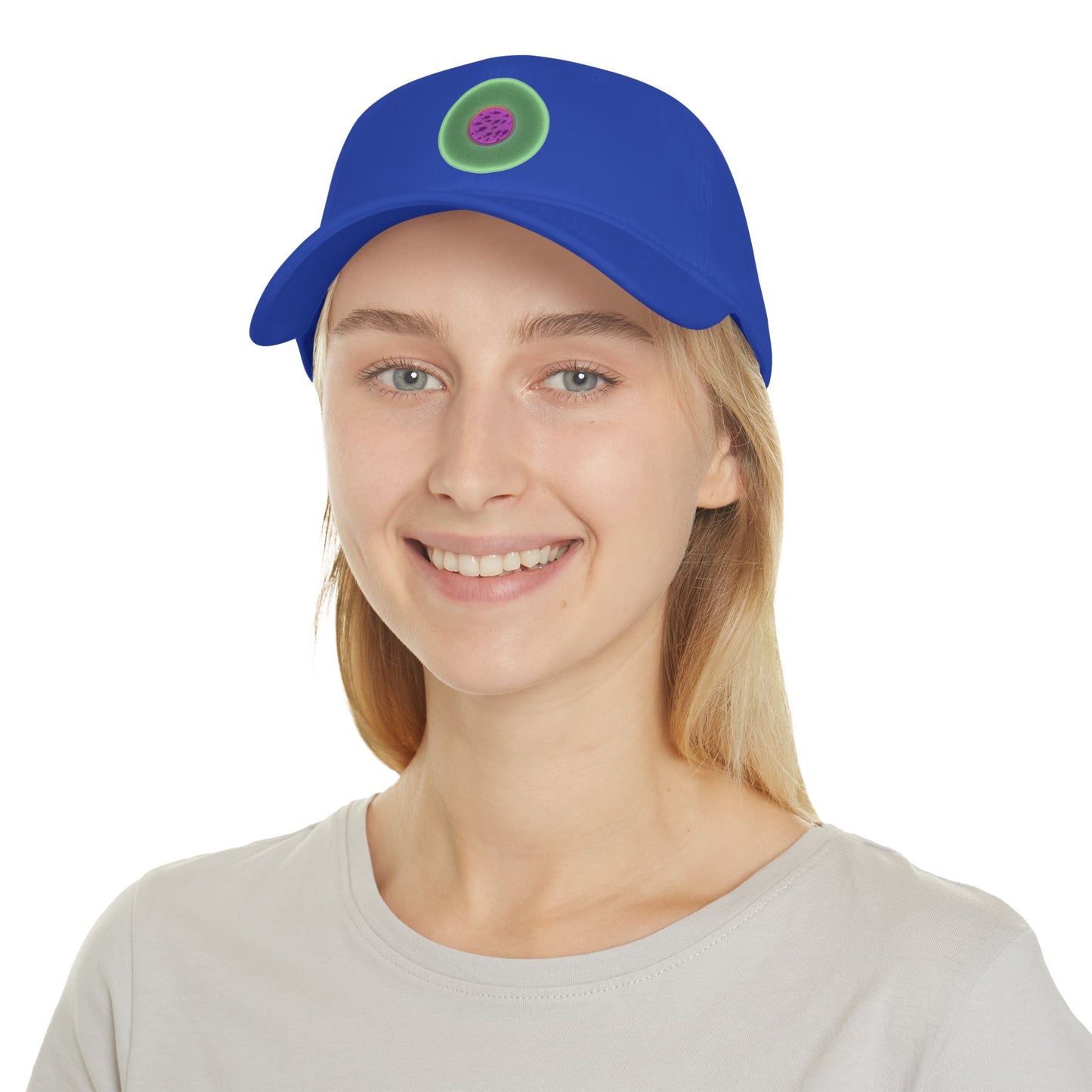 Lumpy Donut Baseball Cap - "Swimming by this Donut Cap" - variant 3 - light green/magenta phatty donut w/