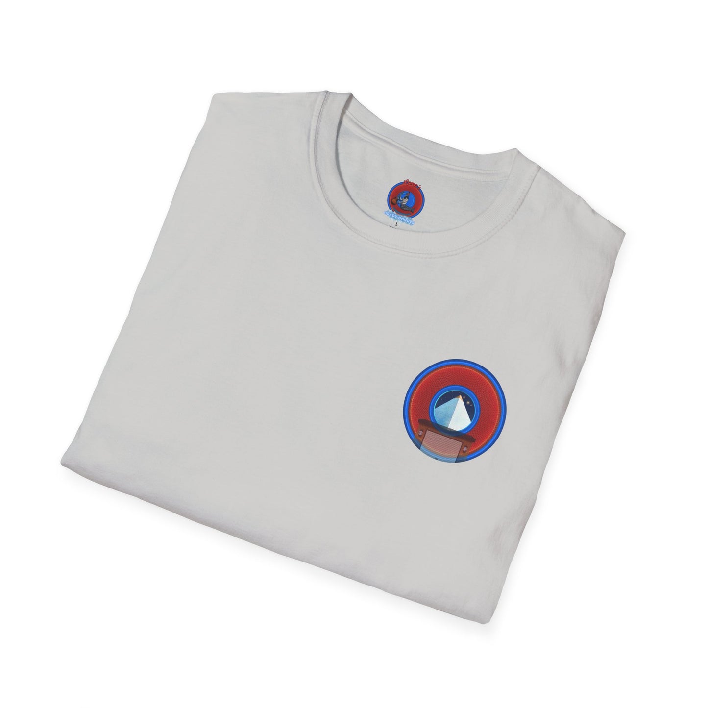 Classic Donut Tee - Unisex Soft-Style - "Limestone Donuts so Large" - variant 2 - red donuts w/garage