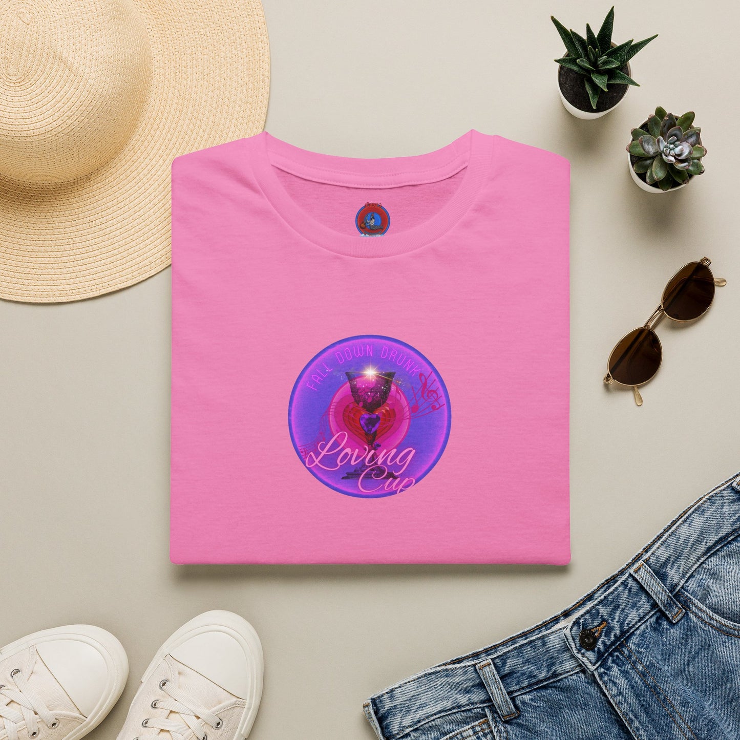 Classic Donut Tee - Unisex Soft-Style - "The Loving Donut' - vivid purple/magenta donut