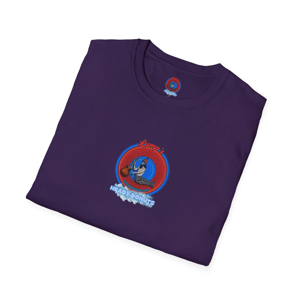 Classic Donut Tee - Unisex Soft-Style - "Lump's Heady Donuts Logo" - series 1.0  - red/blue rustic donut