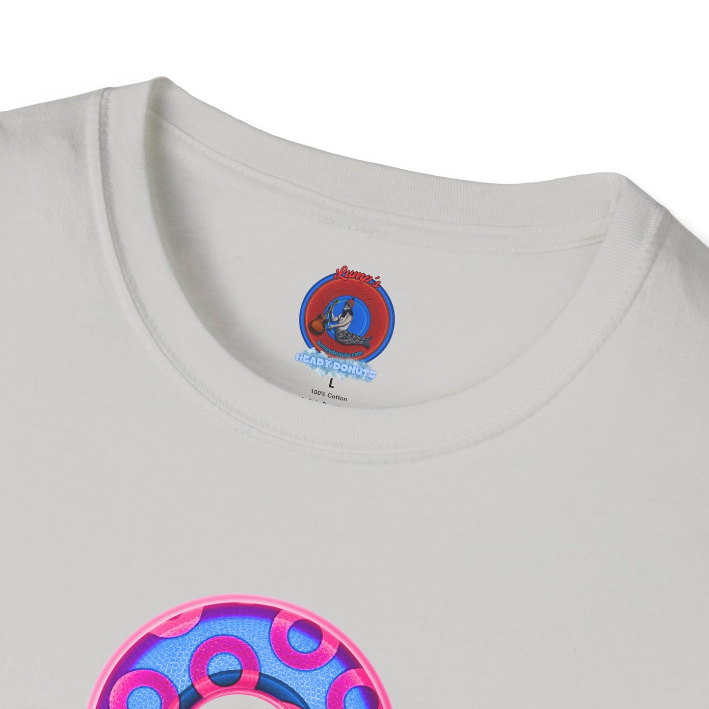 Plain Donuts/Unisex Soft-Style - "Plain Rustic Paradoxical Donuts" - light blue/magenta donuts
