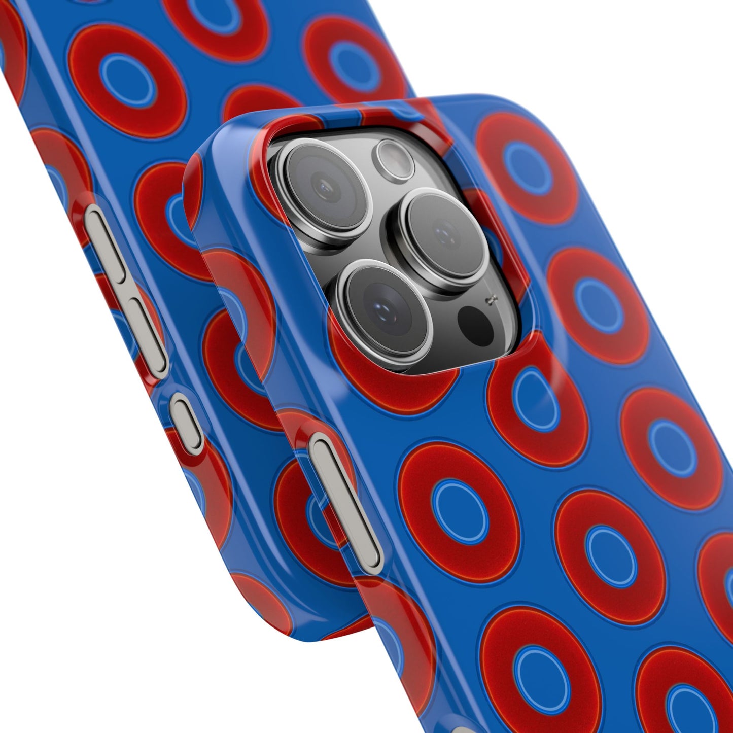Lumpy Donut Snap Case - red vivid donut print w/dark royal background