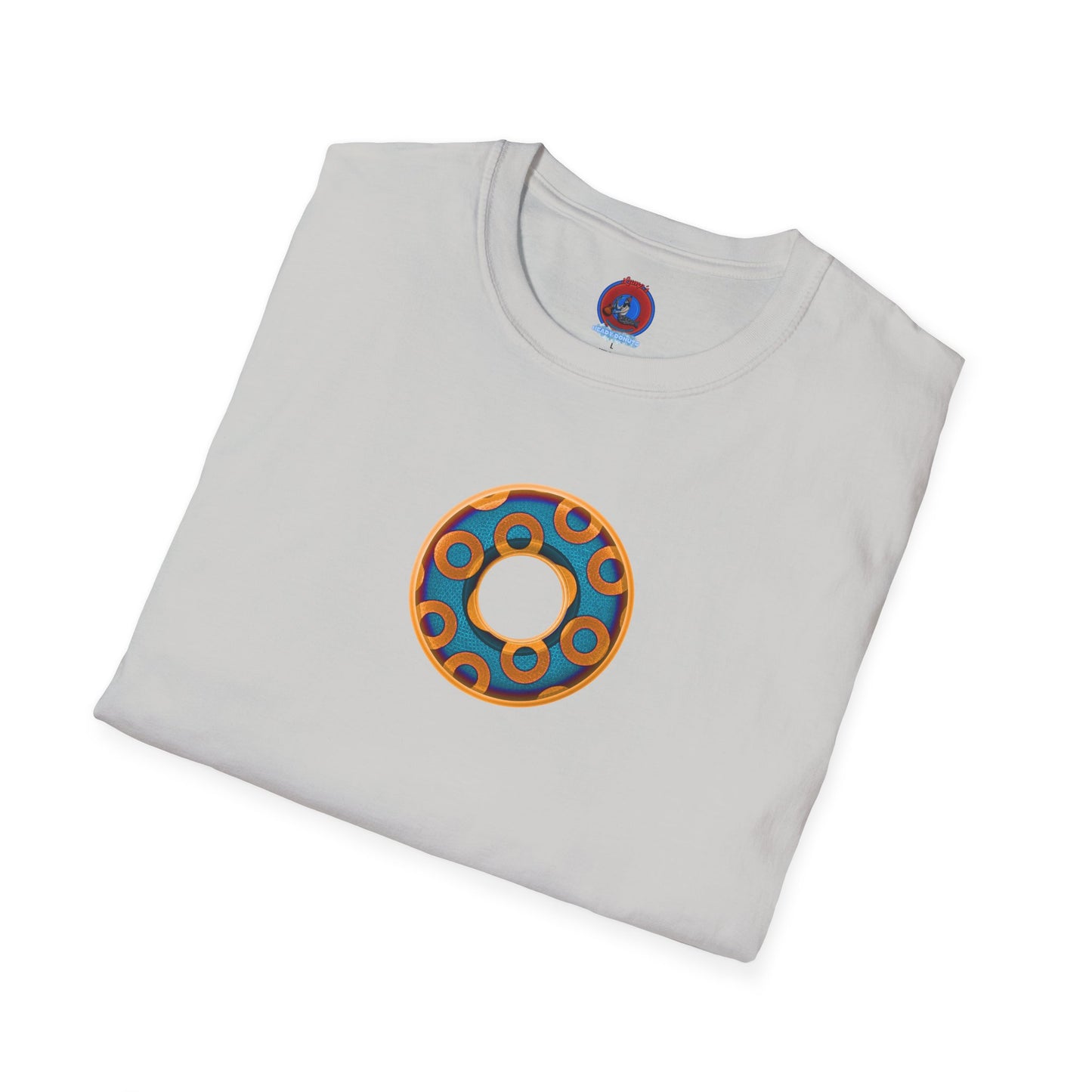Plain Donuts/Unisex Soft-Style - "Plain Rustic Paradoxical Donuts" - light blue/orange donuts
