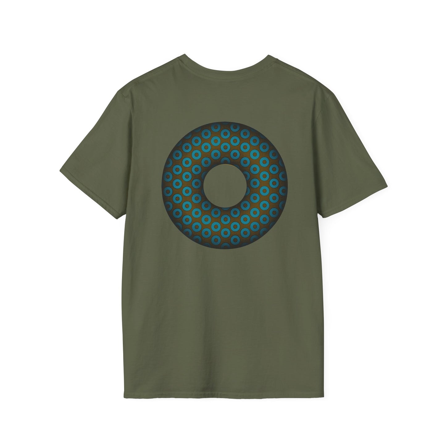 Plain Donuts/Unisex Soft-Style - "Plain Paradoxical Grided Donuts" - teal/brown donuts
