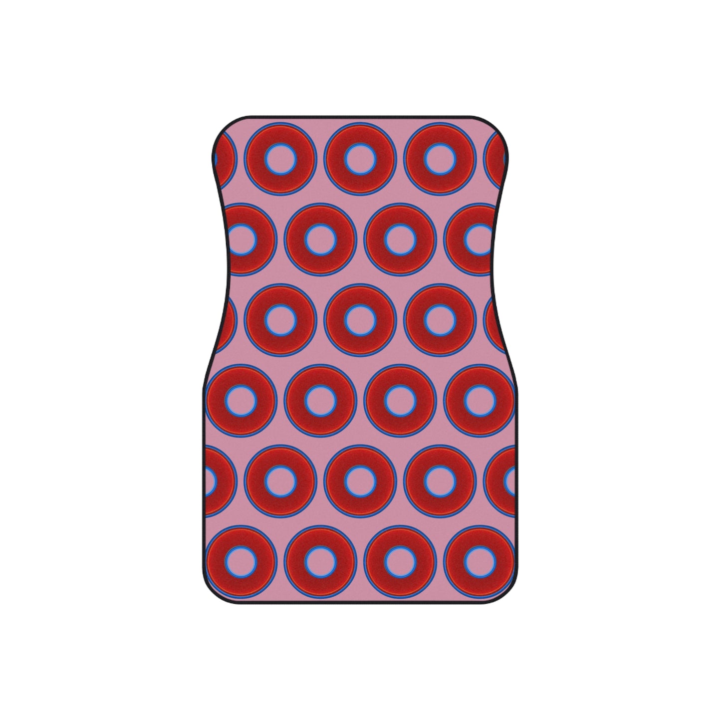 Contacted Car Mats - vivid donut print w/pale magenta background
