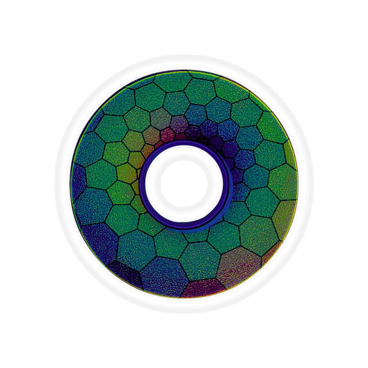 Donut Bumper/Outdoor Sticker - "Introducing the Hexadonut" - series 1.0 - variant 2 - green hexadonut w/hole - [Die-Cut] 6"x 6"