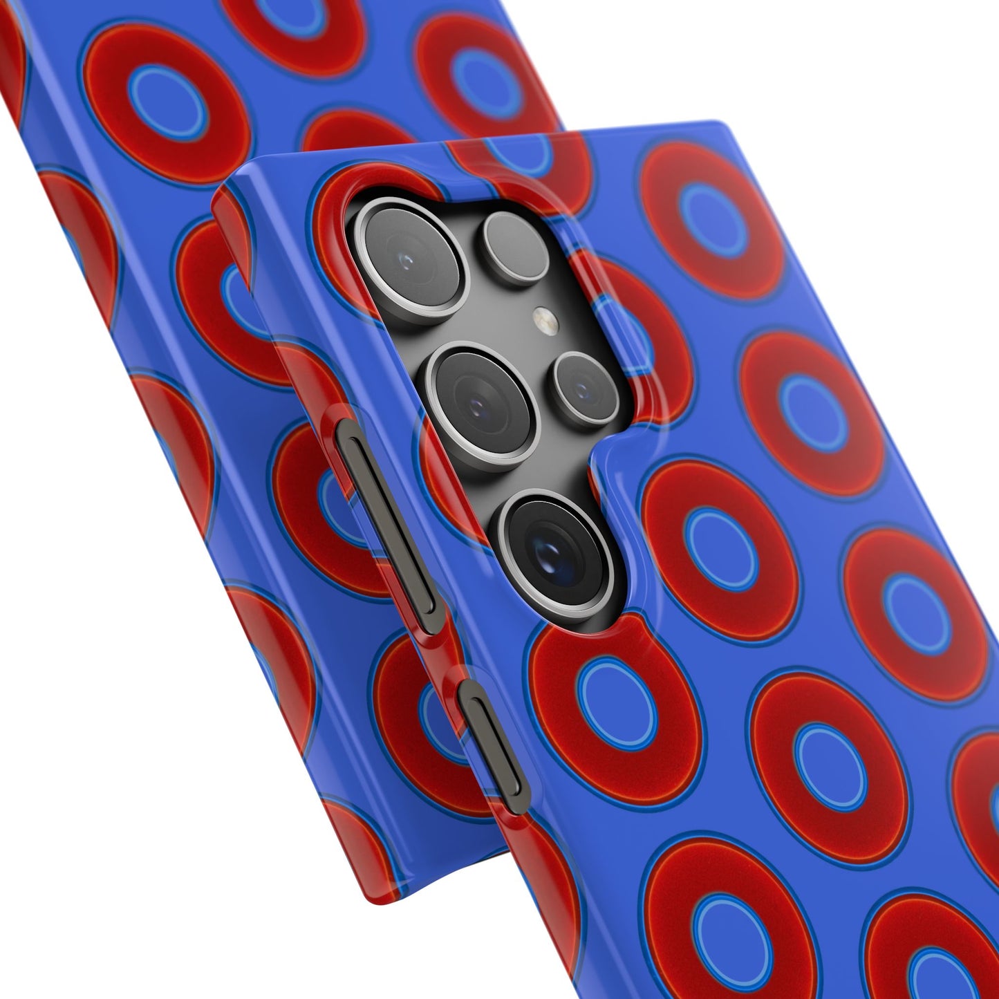 Lumpy Donut Snap Case - red vivid donut print w/royal blue background