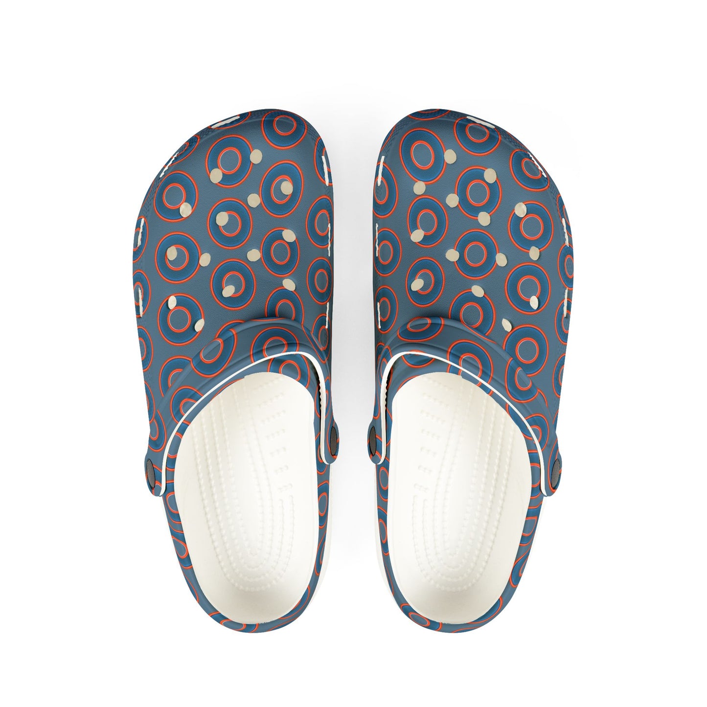 Spatchcocks - donut slip-on shoes - blue rustic donuts w/metallic blue background [unisex]