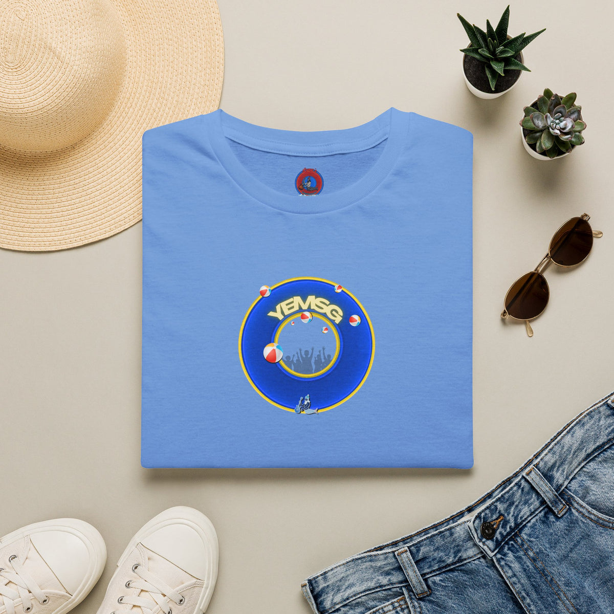 Donut Tee - Unisex Soft-Style - "The Donut's Secret Ingredient? MSG" - vivid blue/yellow donut - variant 2