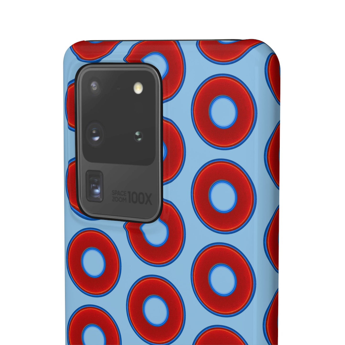 Lumpy Donut Snap Case - red vivid donut print w/sky blue background
