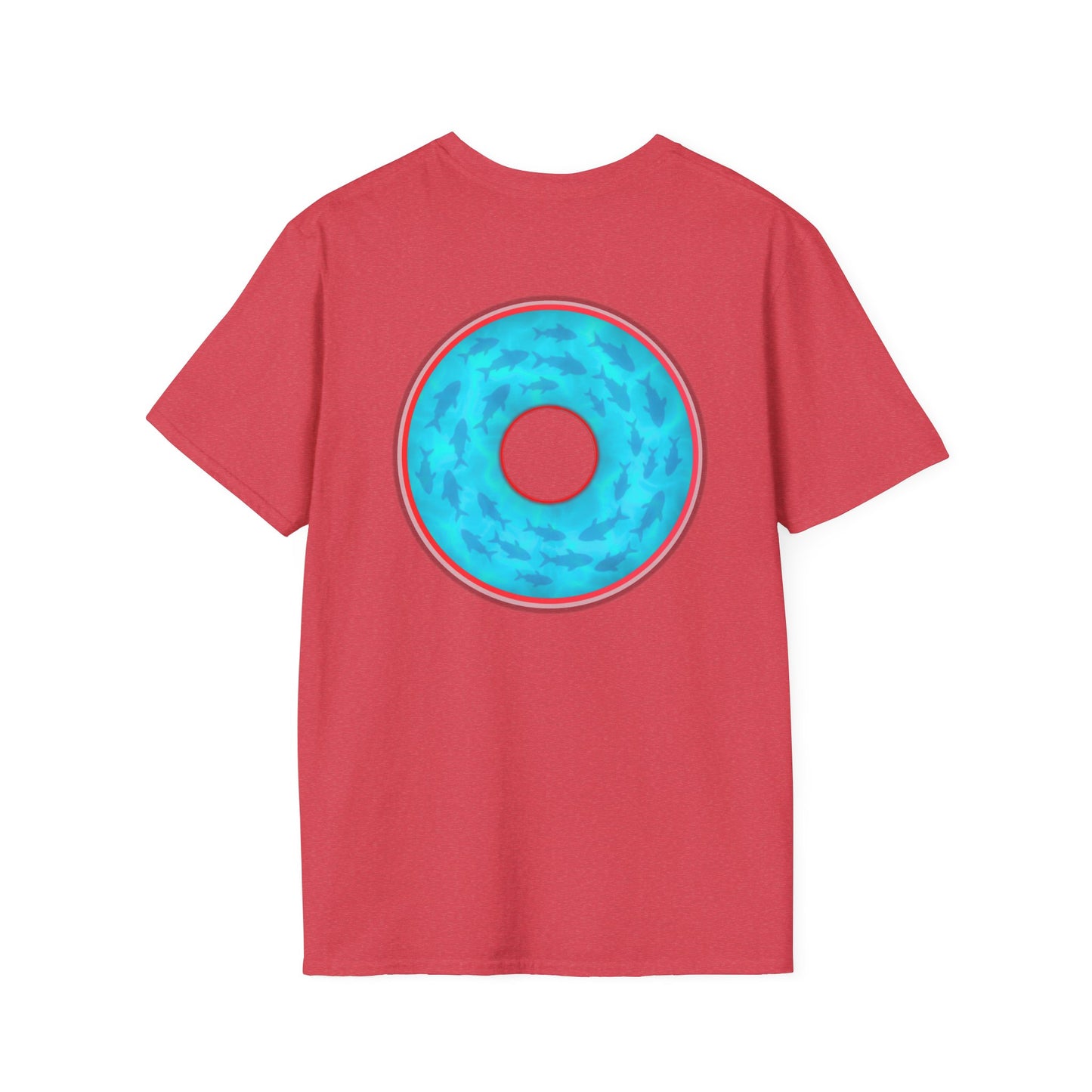 Classic Donut Tee - Unisex Soft-Style - "Skoolie of Phishies" - vivid sea donut - w/light blue water - variant 1