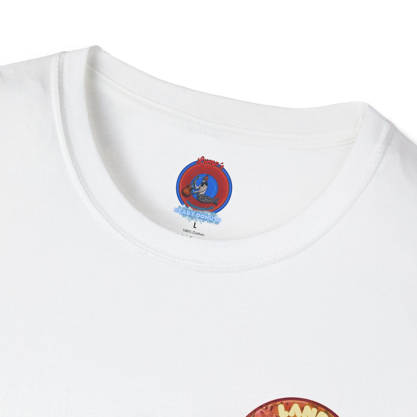 Classic Donut Tee - Unisex Soft-Style - "Donut made with Reforming Dough" - magenta/green donut