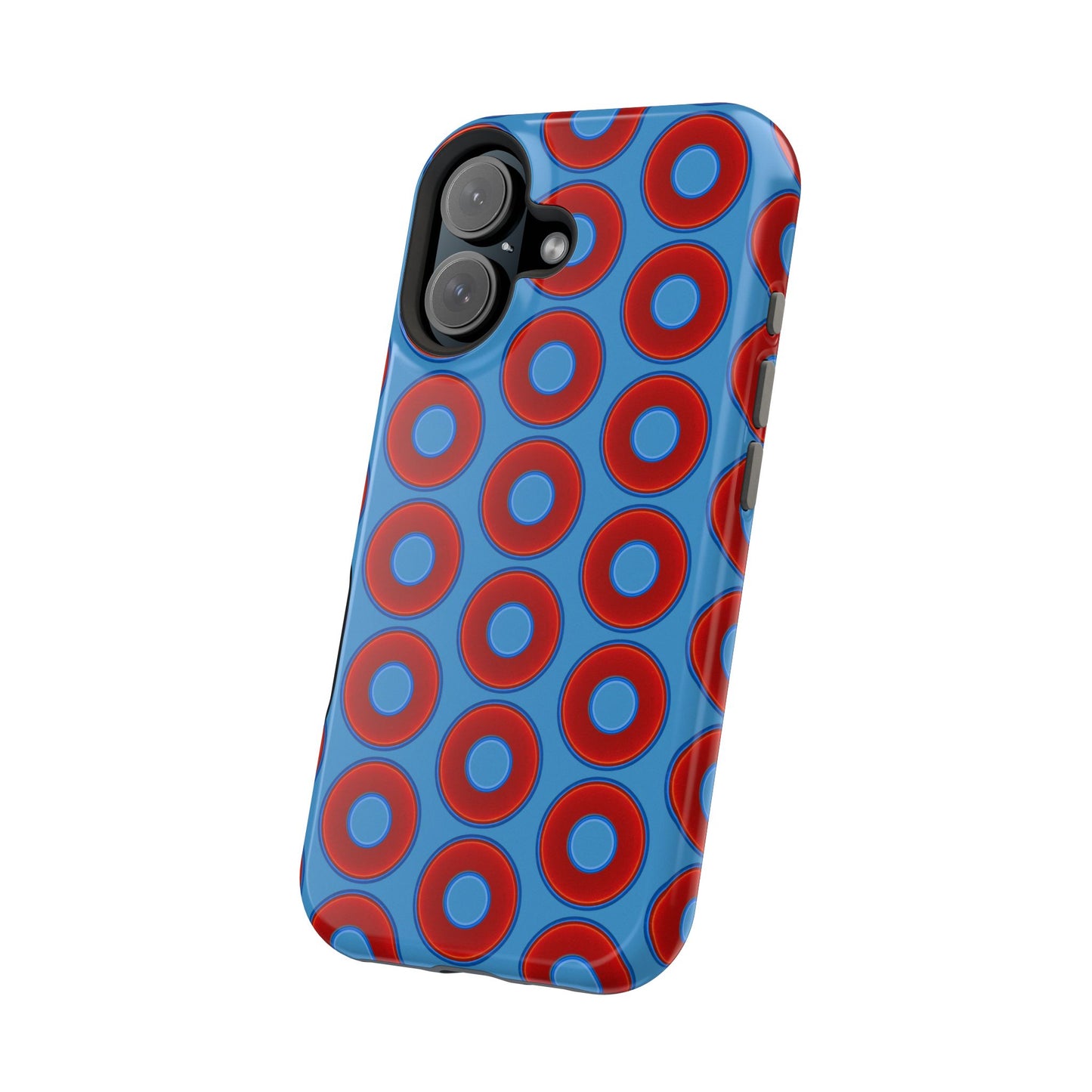 Copy of Magnetic Tough Donut Case - red vivid donut print w/light steel blue background