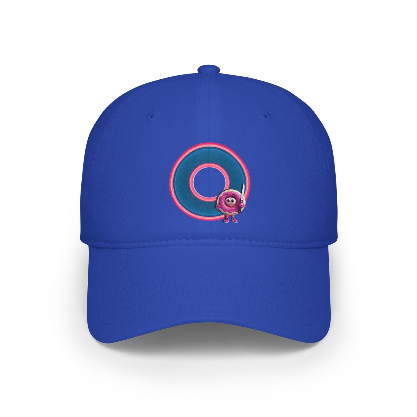 Lumpy Donut Baseball Cap - "My Phriend The Donut's Cap" - variant 2 - blue/pink rustic donut w/