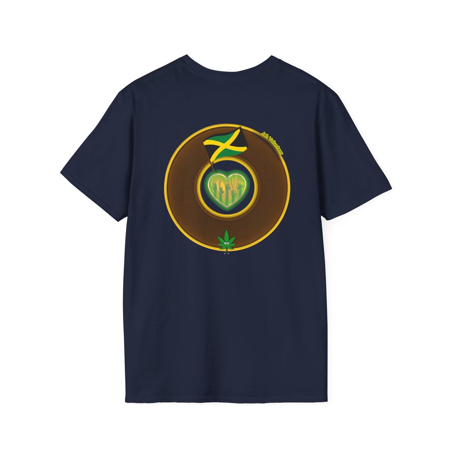 Classic Donut Tee - Unisex Soft-Style - "Jah Volunteers Protect Jah Love... and donuts!" - vivid brown/gold donut