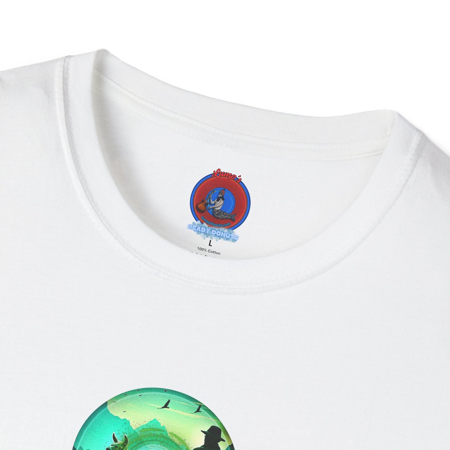 Lumpy Coffee Traders Tee - Unisex Soft-Style - "Taboo, taboot!" - paradoxical logo donut - variant 2 - taboo, taboot front/logo back